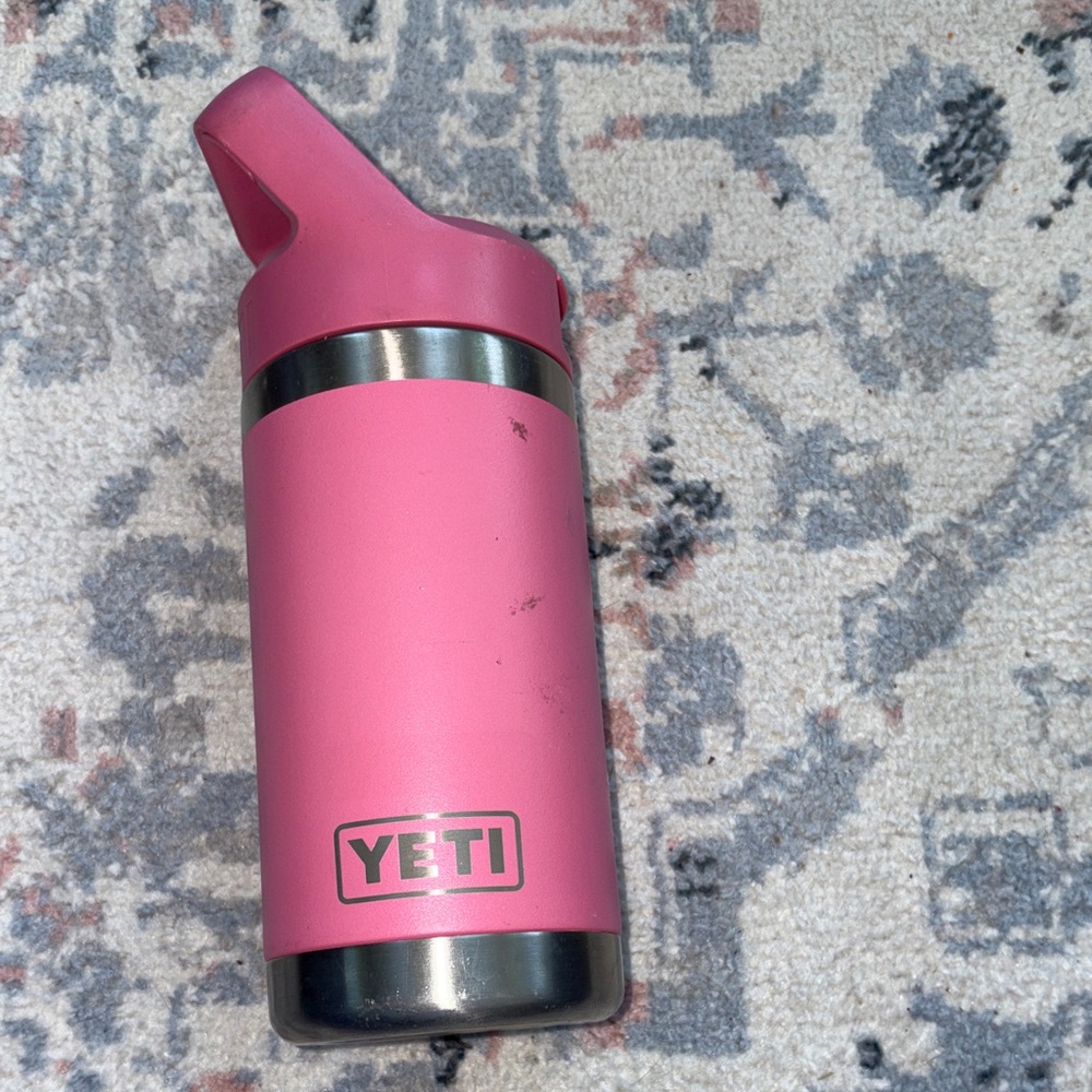 YETI Pink and Silver Insulated Bottle 12oz